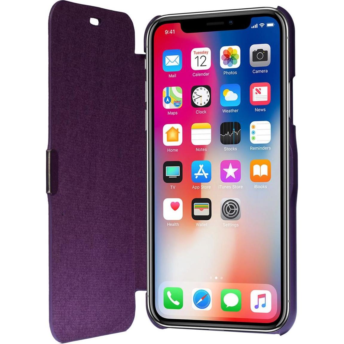 König Design Flip Cover Schutzhülle Slim Case Handyhülle Bookstyle für Apple iPhone X Violett (Apple iPhone X), Smartpho...