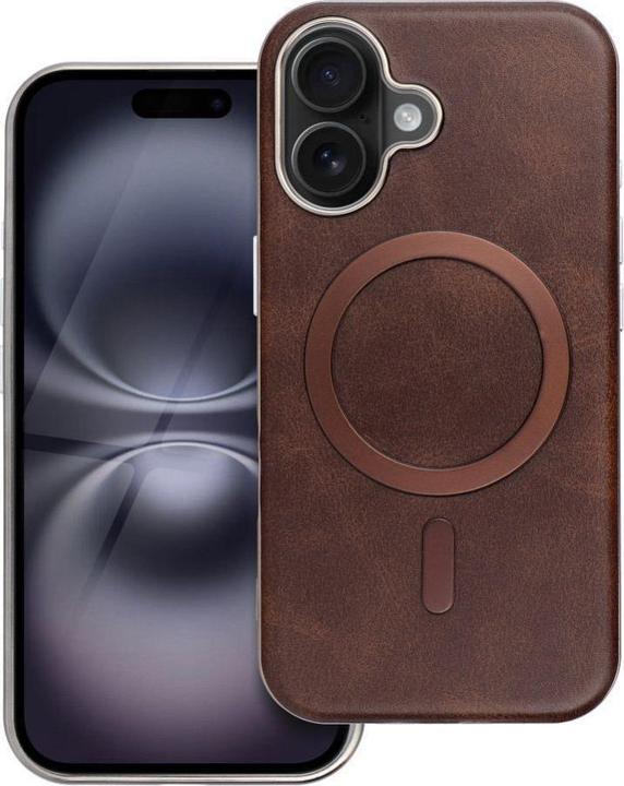Actual product image OEM Back panel cover GENTLEMAN MAG COVER Case compatible with MagSafe for IPHONE 15 brown (Apple iPhone 15)