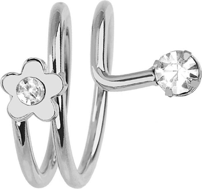 Produktbild Star Piercing Ring silber mit Blume und Kristall (38)