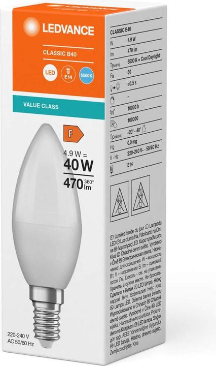 Produktbild Ledvance LED-Kerzenlampe (E14, 4.90 W, 470 lm, 1 x, F)