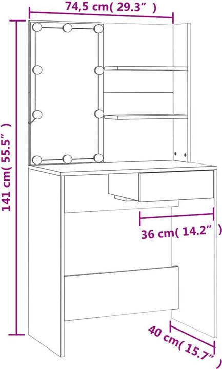 Image du produit vidaXL Schminktisch (74.50 x 40 x 141 cm)
