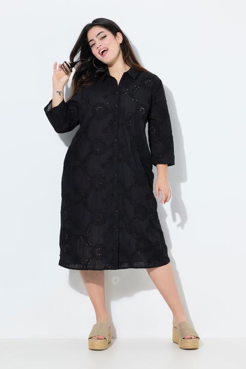 Image du produit Angel of Style Robe chemisier, fine broderie ajourée, coupe évasée (56)