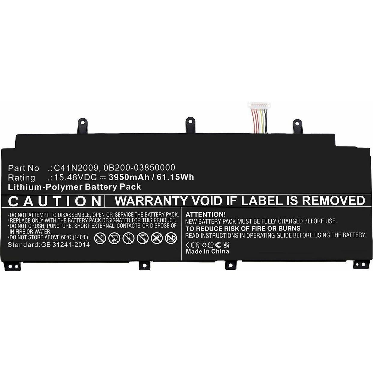 CoreParts Battery for Asus Notebook (3950 mAh), Notebook Akku, Schwarz