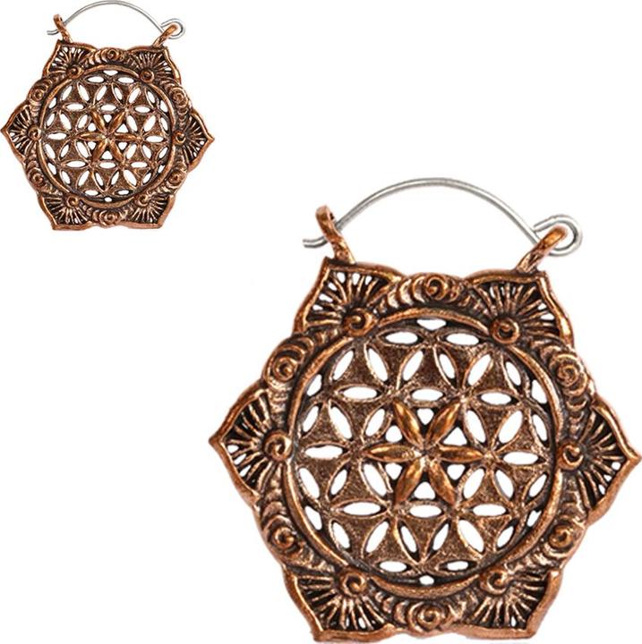 Produktbild Star Piercing Ohrring rosegold Blume mit Stern (ohne Messing, Bronze)