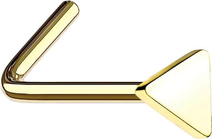 Produktbild Star Piercing Nasenstecker gewinkelt vergoldet mit Dreieck (ohne Messing, Chirurgenstahl 316L)