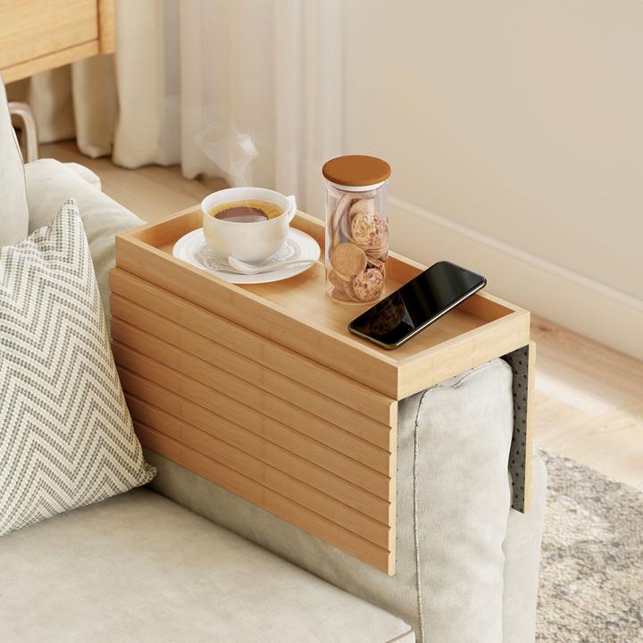 Homcom Sofatablett Armlehne Bambus Naturholz