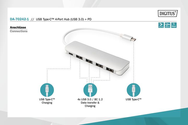 Image du produit Digitus Hub USB-C (USB-C, 4 Ports)