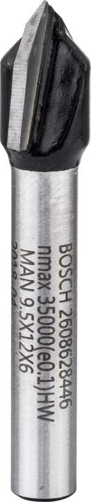 Bosch Professional Zubehör V-groove cutter, 6 mm, D1 9.5 mm, L 12.35 mm, G 45 mm, 90°
