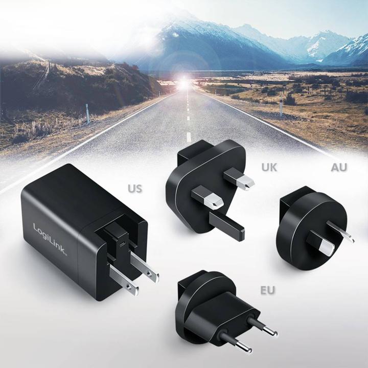 Actual product image LogiLink USB socket travel adapter, 1x USB-A, 1x USB-C, GaN technology, 30 W (30 W, 2 ports)