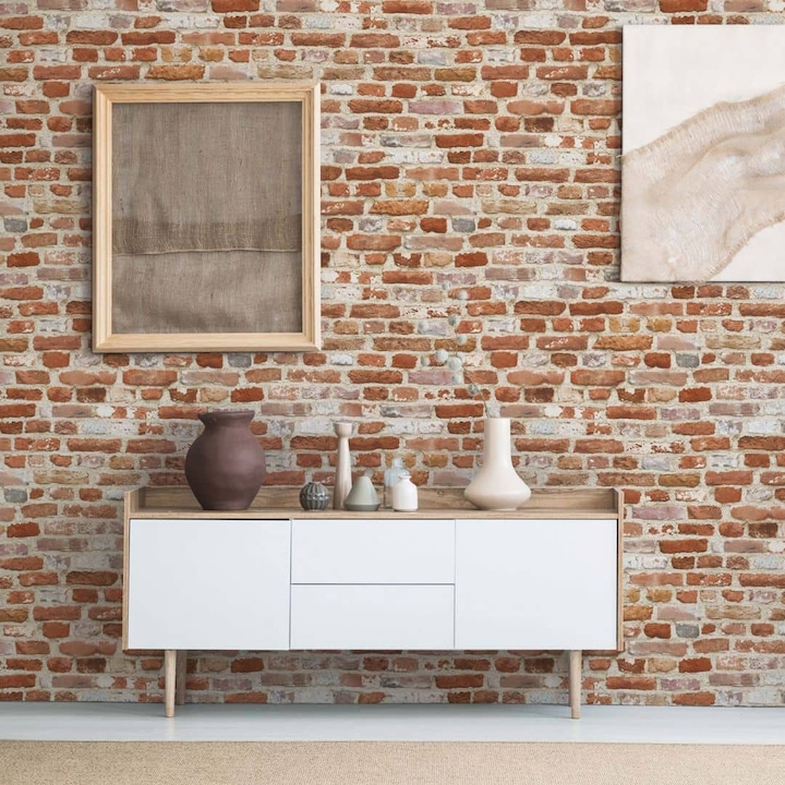 Actual product image A.S. Création Stone wallpaper wallpaper stone look 3D non-woven wallpaper brick red beige for living room