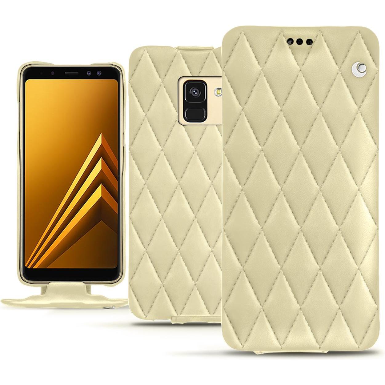 Noreve Lederschutzhülle vertikal (Samsung Galaxy A8 (2018)), Smartphone Hülle, Beige