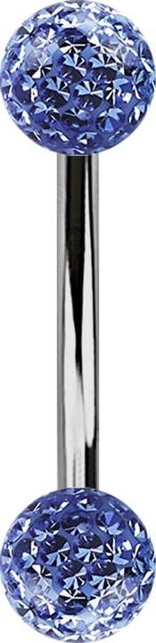 Actual product image Star Piercing Banane silber mit zwei Kristallkugeln hellblau Epoxy Schutzschicht (without brass, Titanium)