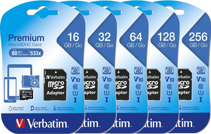 Productafbeelding Verbatim Micro SDHC-kaart klasse 10 (32 GB, microSDHC, U1, UHS-I)