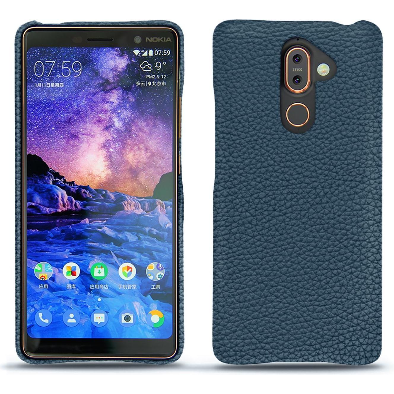 Noreve Lederschutzhülle (Nokia 7 Plus), Smartphone Hülle, Blau