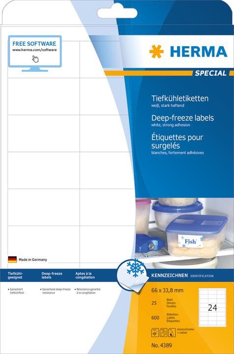 Actual product image HERMA Freezer labels A4
