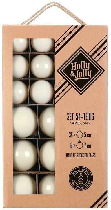 Produktbild Inge’s Glas Christmas Decor INGES CHRISTMAS DECOR Weihnachtskugel 5 und 7 cm Alt Weiss, 54 Stück (54x)