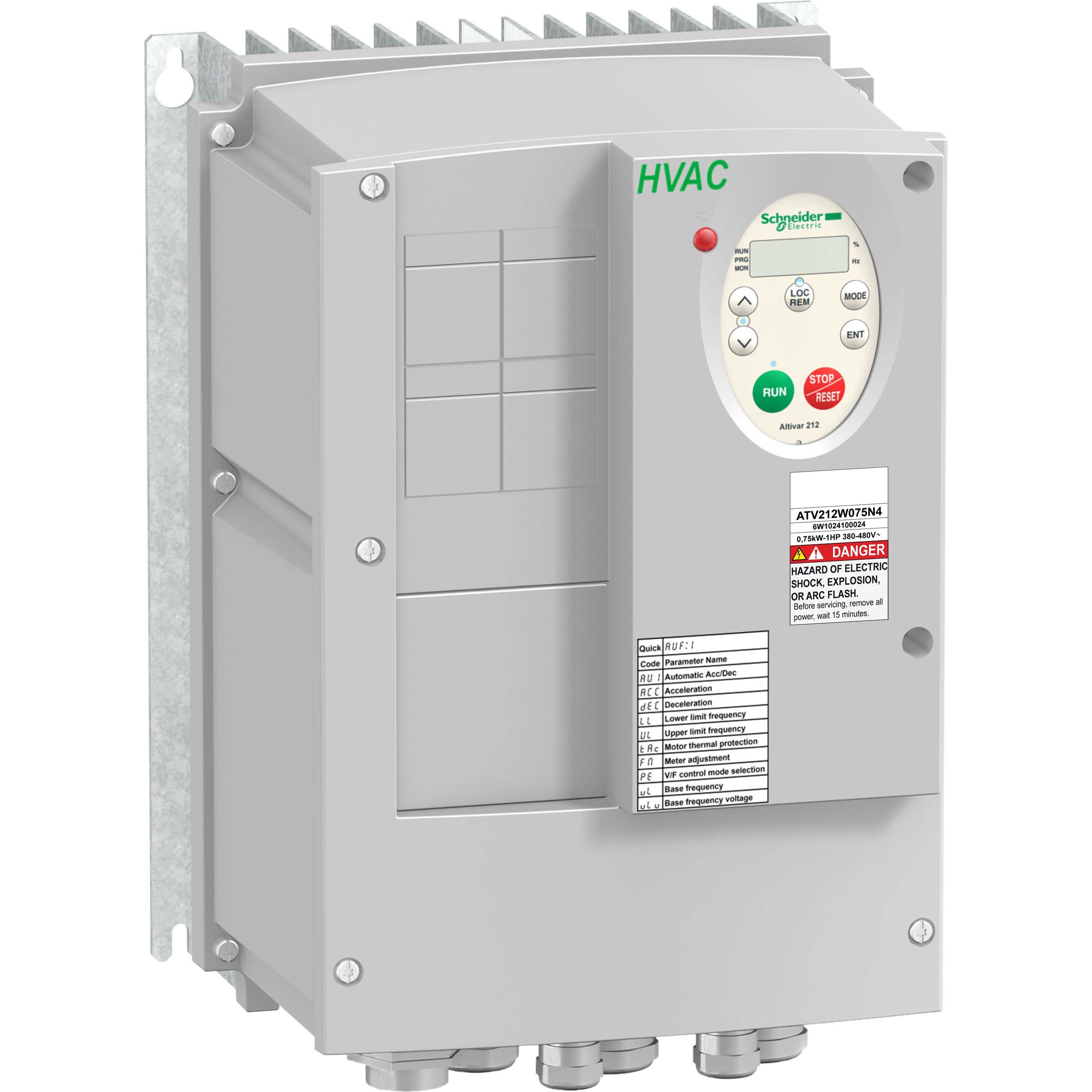 Schneider Electric, Frequenzumrichter, ATV212 2,2KW 3HP 480V TRI EMC IP54 VARIA