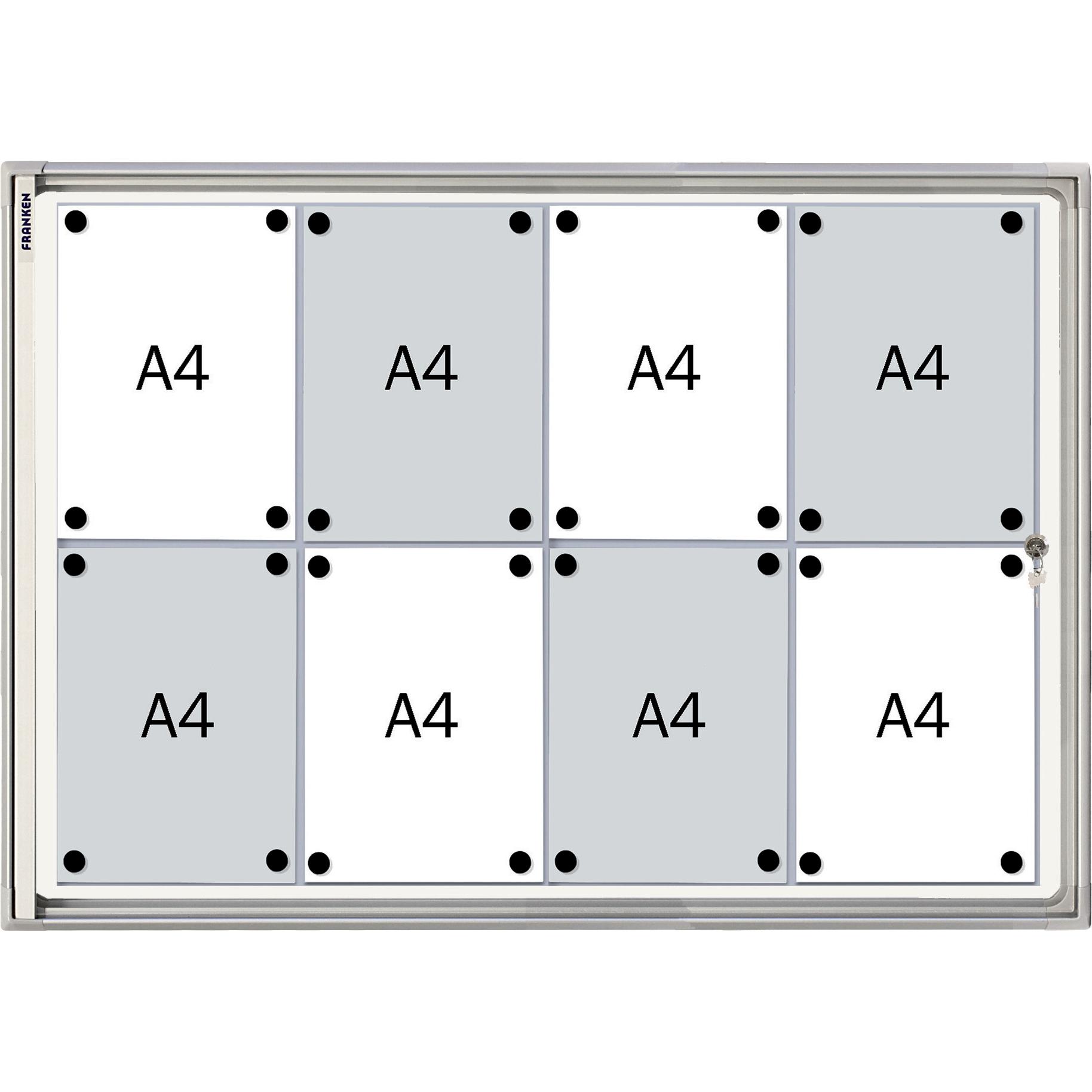 Thumbnail - Franken, Informationsschild, Schaukasten X-tra! Line FSA8 8x DIN A4 68x96x3cm weiss
