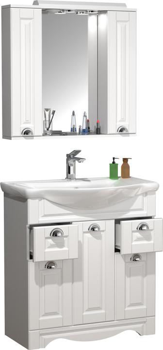 Actual product image VCM 3-piece washbasin Washbasin width 75 cm Bathroom furniture set Washbasin Mirror cabinet Drawers