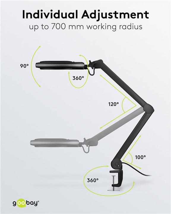 Produktbild Goobay LED-Klemm-Lupenleuchte, 8 W, schwarz (650 lm)