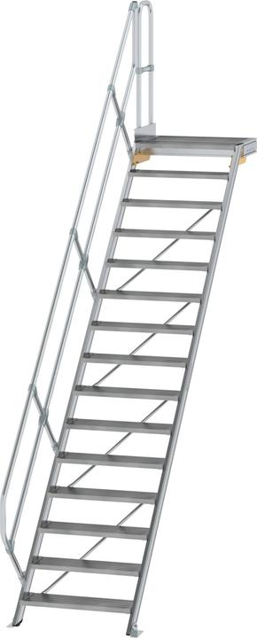 Actual product image Munk Stairs with platform 45 Step width 800 mm 15 steps Aluminium fluted (Scaffolding)