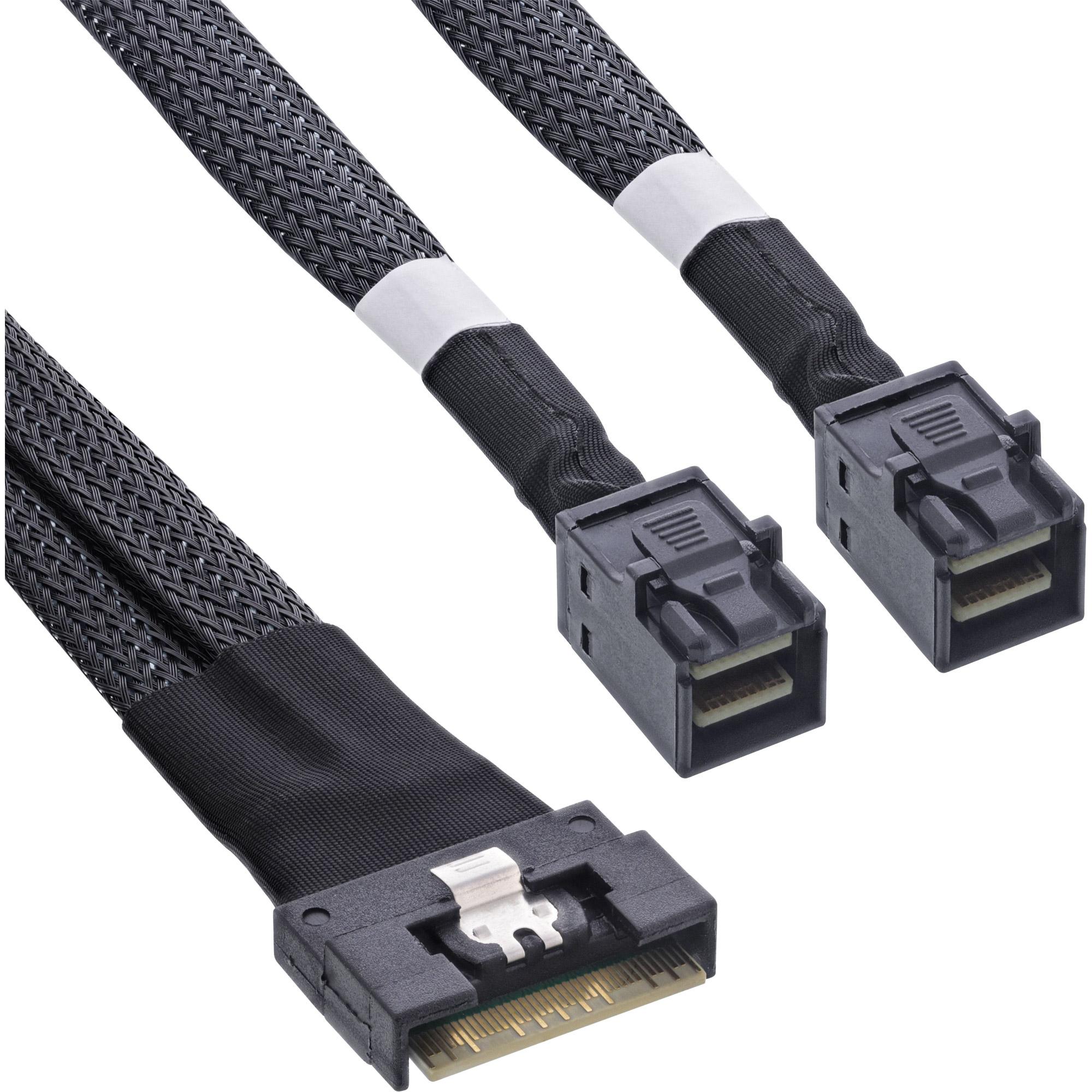 InLine Slim SAS Kabel, SFF-8654 8X zu SFF-8654 8X, 48 Gb/s, 0,5m, Interne Kabel (PC)