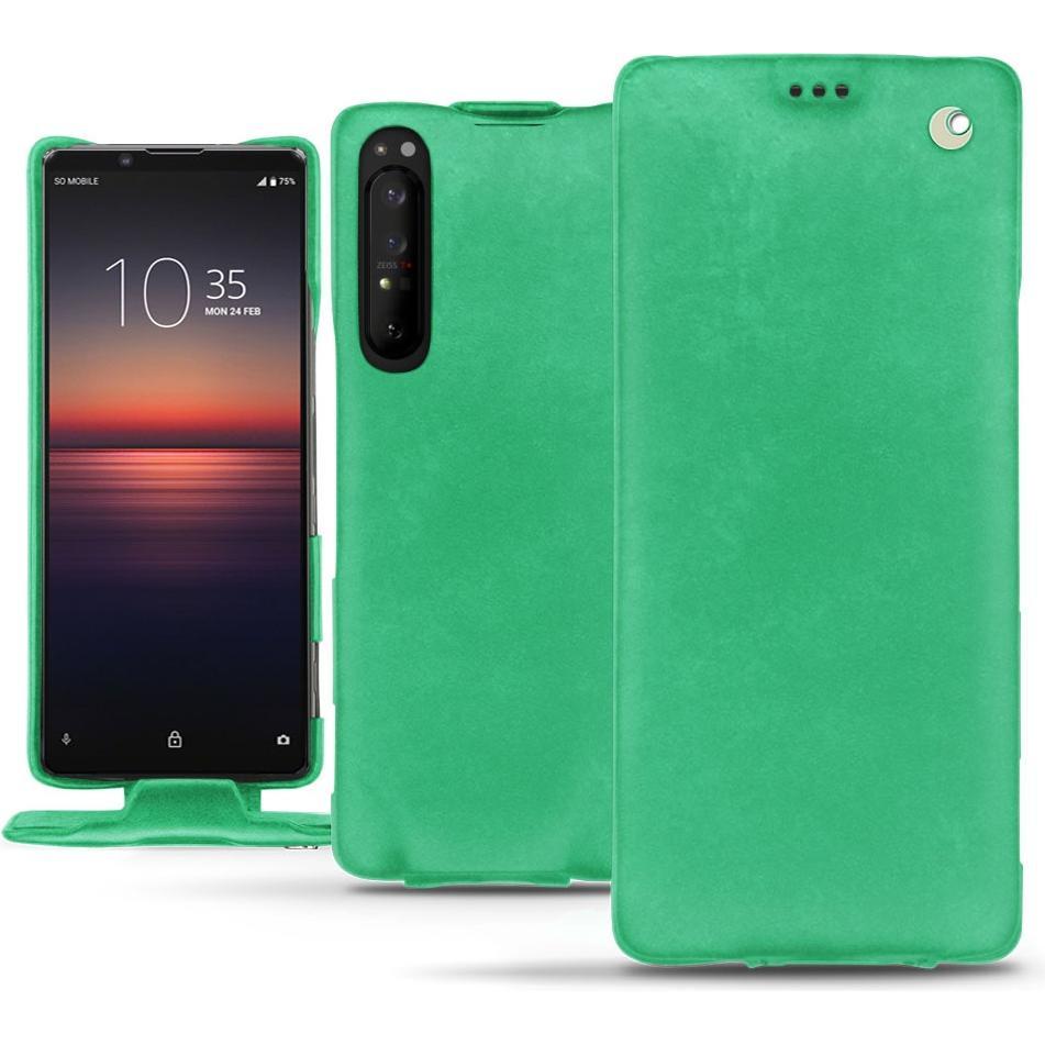 Noreve Lederschutzhülle vertikal (Sony Xperia 1 II), Smartphone Hülle, Grün