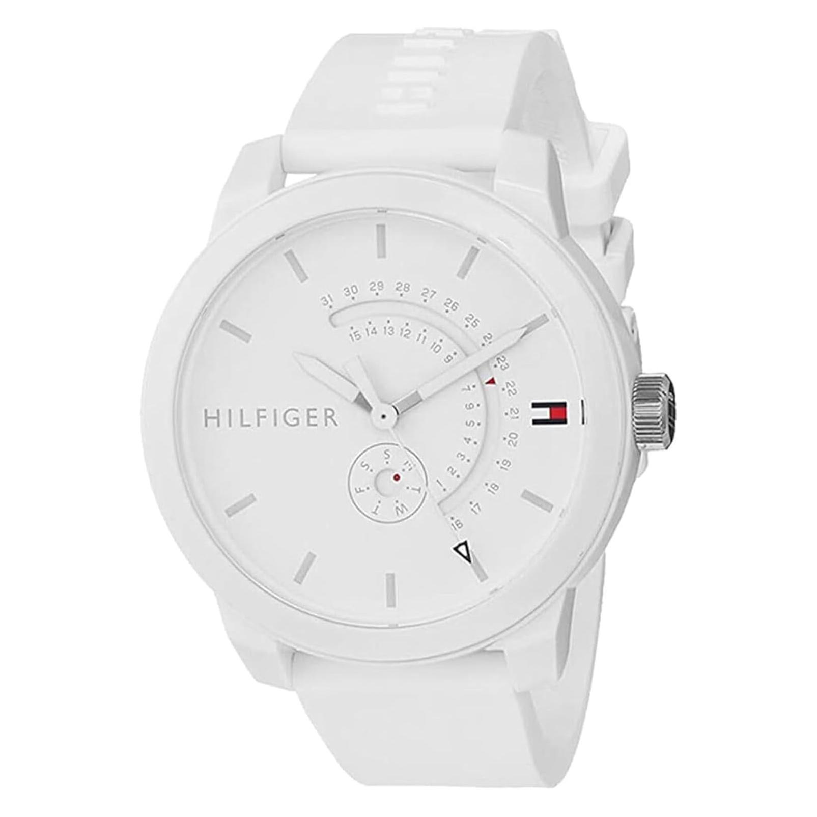 Tommy Hilfiger, Armbanduhr, Orologio Analogico Al Quarzo Unisex Con Cinturino In Silicone, Weiss, (Analoguhr)