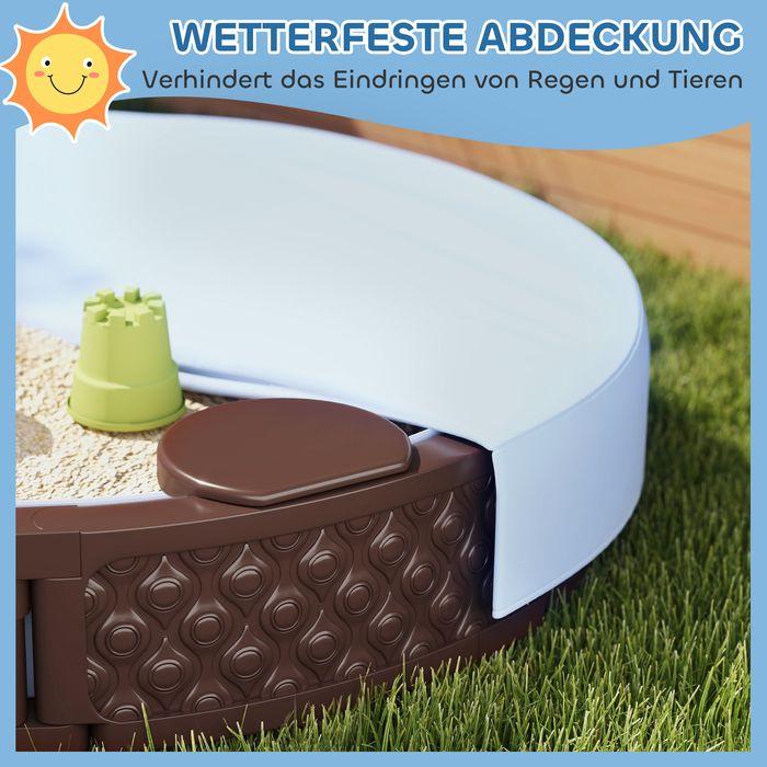 Image du produit Swisshandel24 Sandkasten, Runde Sandkiste für bis zu 3 Kinder, mit 3 Sitzen, Dunkelblau