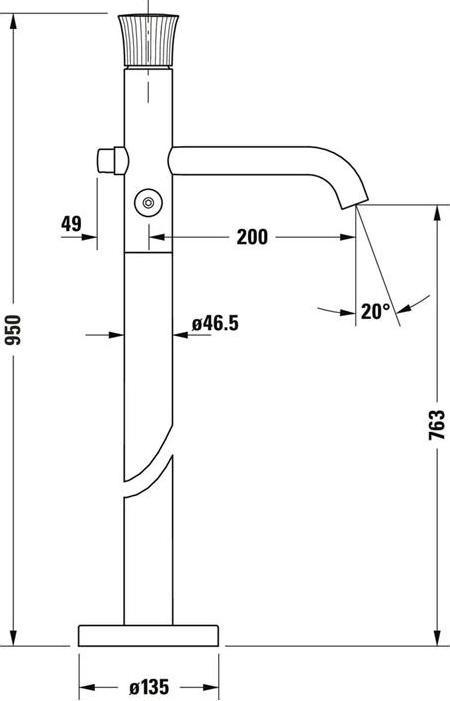 Produktbild Duravit Fertigmontage-Set WHITE TULIP f Einhebel-Wannenm. bodenstehend chrom