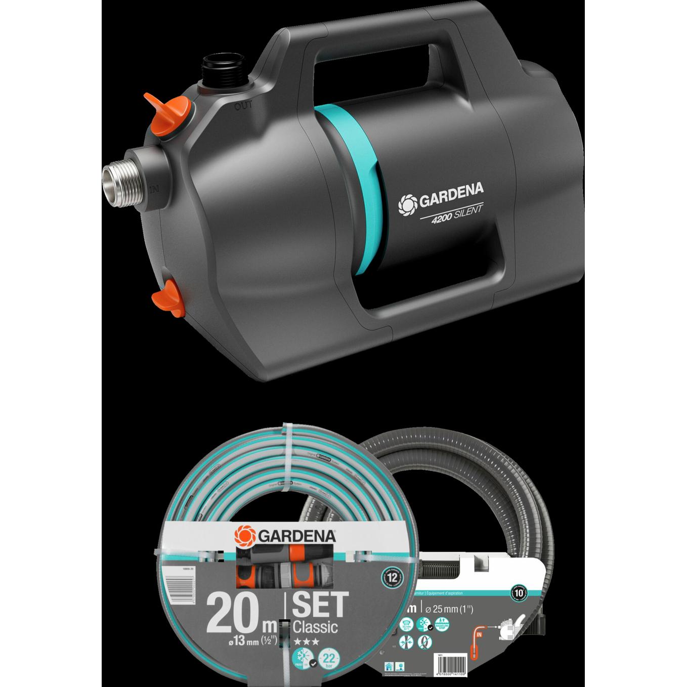 Gardena, Wasserpumpe, 4200 Silent Gartenpumpen-Set (Gartenpumpe)
