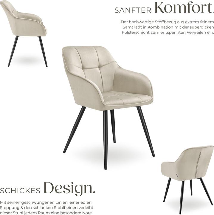 Actual product image tectake chair Marilyn, velvet look, quilted