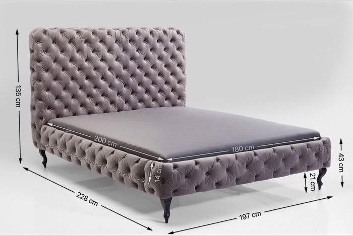 Produktbild Kare Design Bett Desire Silbergrau Hoch 180x200 cm (180 x 200 cm)