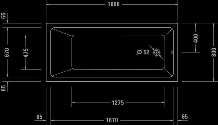 Actual product image Duravit Bathtub No 1 1 Back slopes white 1800x800mm (180 l, 180 cm, 80 cm)