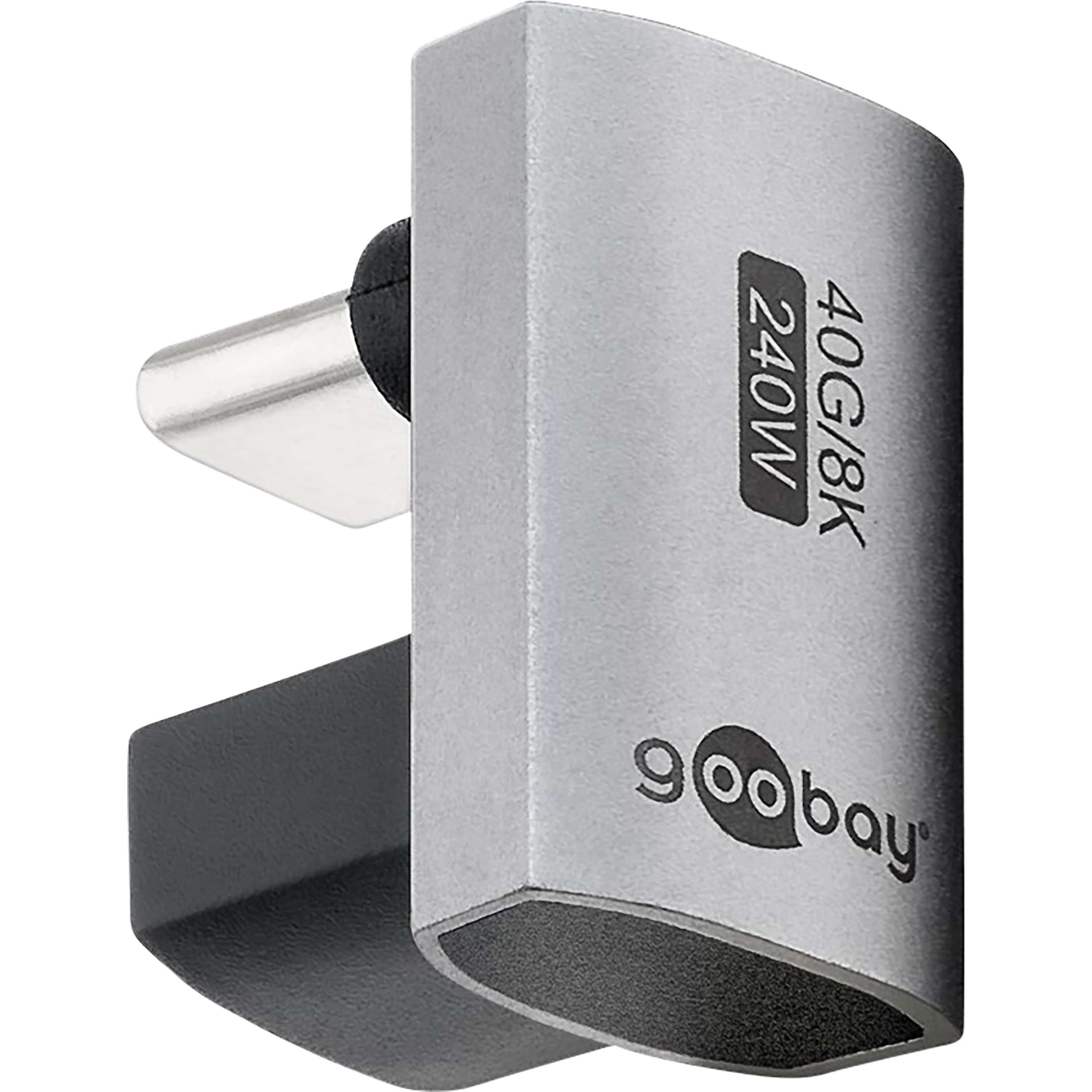 Goobay USB-C-Adapter 180° U-Form, USB4 (240 W), USB Ladegerät, Silber