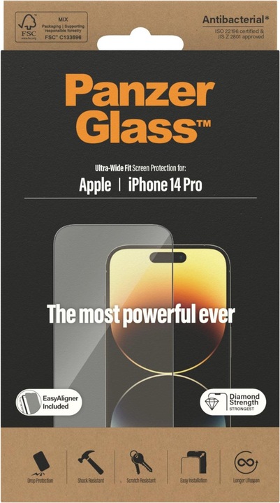 Actual product image PanzerGlass Ultra-Wide Fit (1 Piece, Apple iPhone 14 Pro)