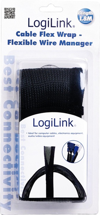 Actual product image LogiLink Cable bundle fabric conduit, black (180 cm)