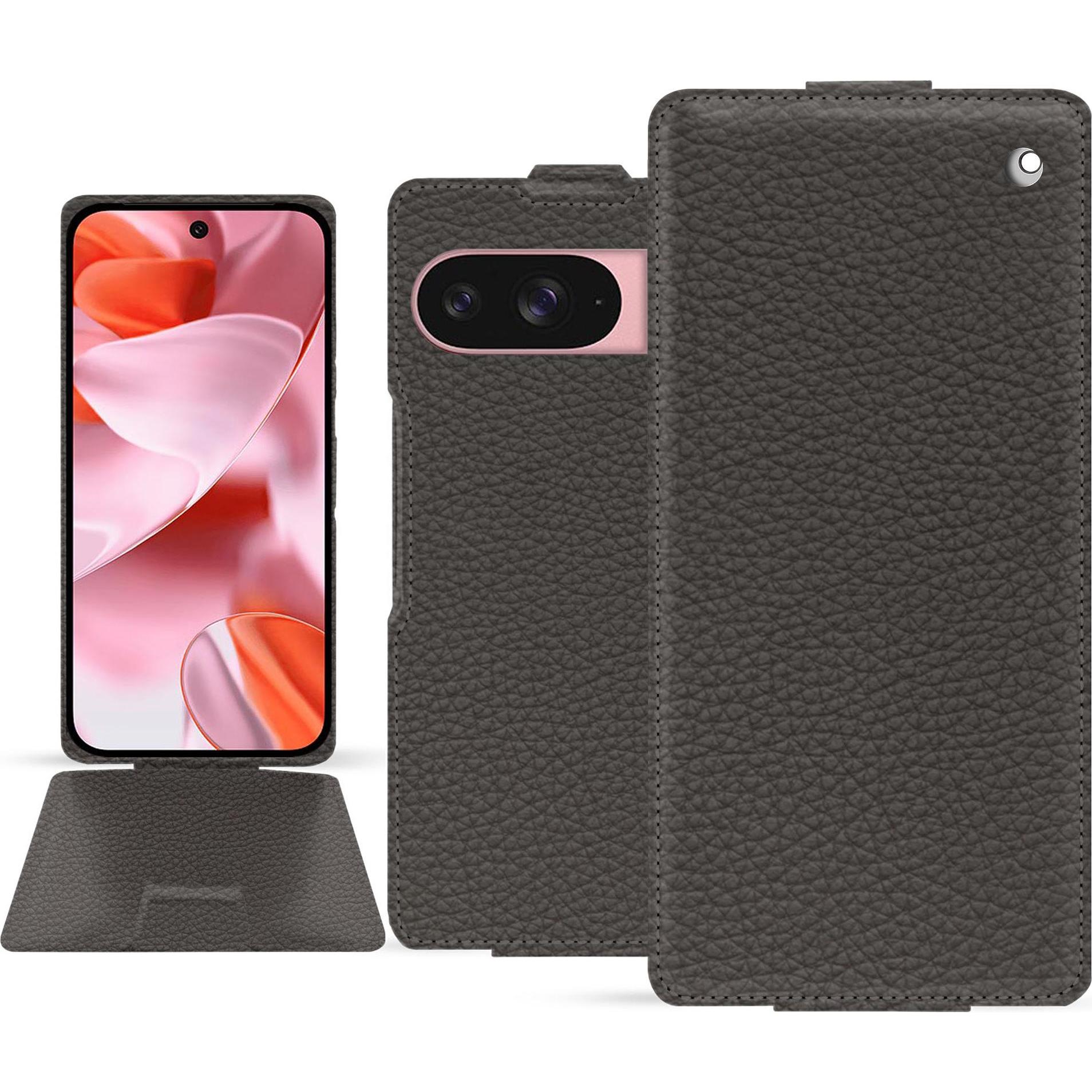 Noreve Lederschutzhülle vertikal (Google Pixel 9), Smartphone Hülle, Grau