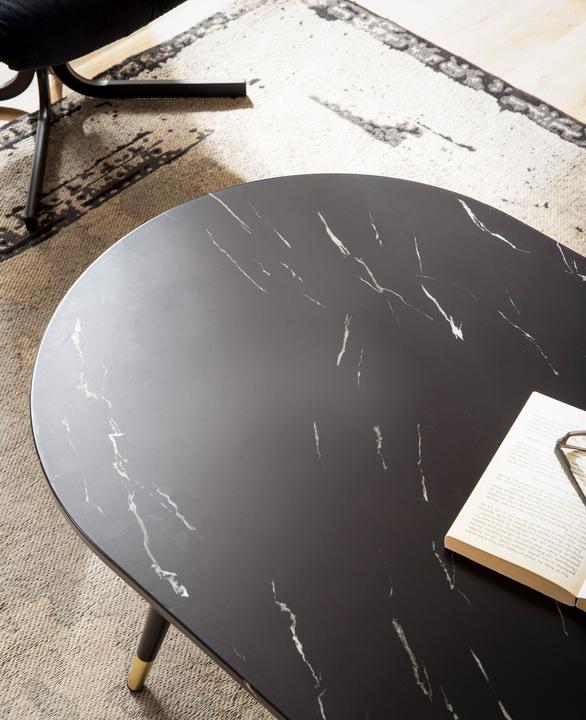 Actual product image FineBuy Coffee table sofa table marble look 120 cm living room table table modern (120 x 60 x 42 cm)