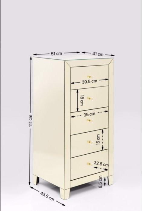 Immagine prodotto Designlife Cassapanca alta Luxury Champagne 5 cassetti (49 x 41 x 110 cm)
