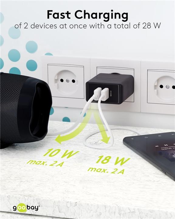 Produktbild Goobay Dual USB-A Schnellladegerät (28 W)