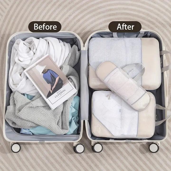 Actual product image Only-Bags.Store Travel Compression Storage Bag Set with Mesh, 8-piece, ideal for travelling, camping and