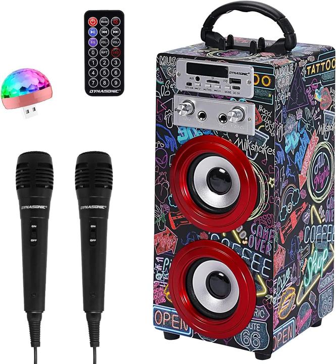 Image du produit Dynasonic Karaoke-Maschine mit 2 Mikrofonen, Bluetooth & Lichtern