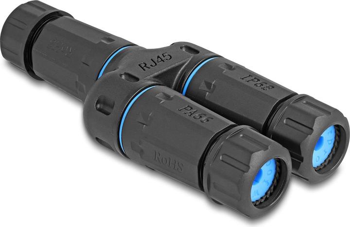 Actual product image Delock Cable connector RJ45 socket to 2 x RJ45 socket Cat.6A waterproof (Network coupling)