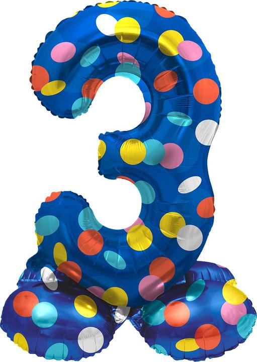 Folat Standing Foil Balloon Colourful Dots Number 3 - 72cm (1 x)