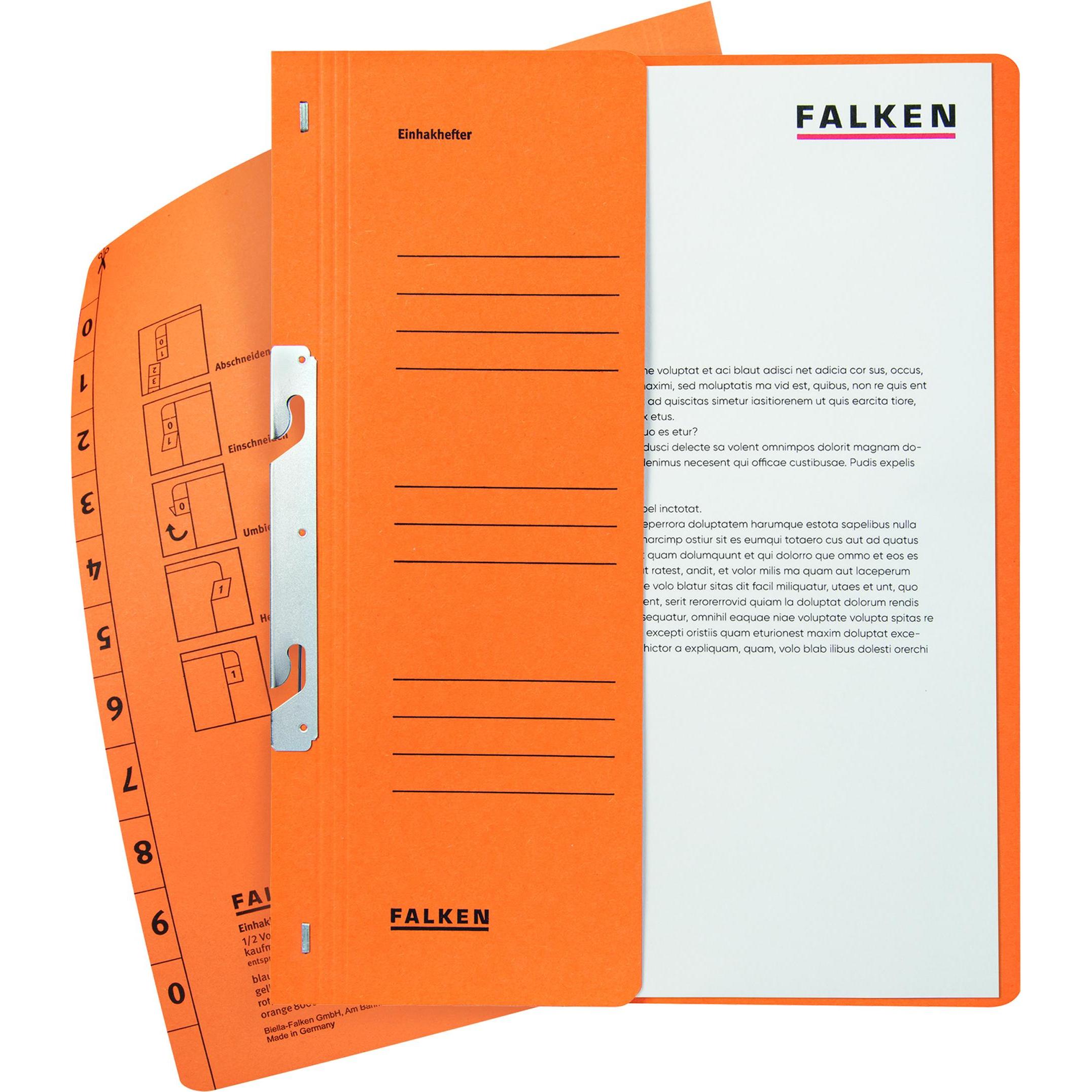 Falken, Mappe, Einhakhefter DIN A4 250g/m² Manilakarton orange (A4, 50 x)
