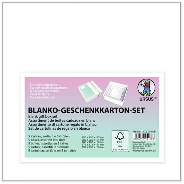 Ursus, Geschenkverpackung, Geschenkkarton-Set blanko VE=5 Stück Quadratisch (Geschenkpapier, 5 x)