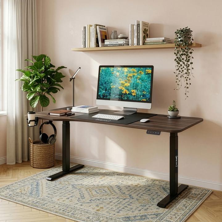 Produktbild Pro-Tec Höhenverstellbarer Tisch Stryn 160x75 cm Walnussoptik