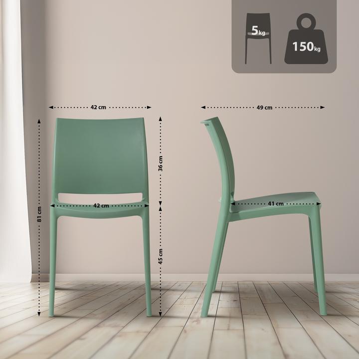 Image du produit CLP Chaise de jardin Meton empilable Résistant aux intempéries Résistant aux UV