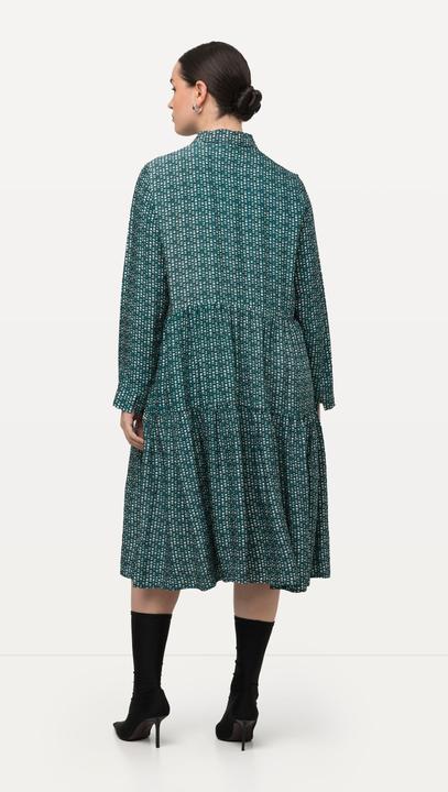 Immagine prodotto Ulla Popken Abito chemisier maxi con orlo con volant, collo da camicia e maniche lunghe (50, 52)